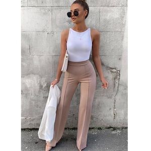 High Waisted Flare Pants - Taupe